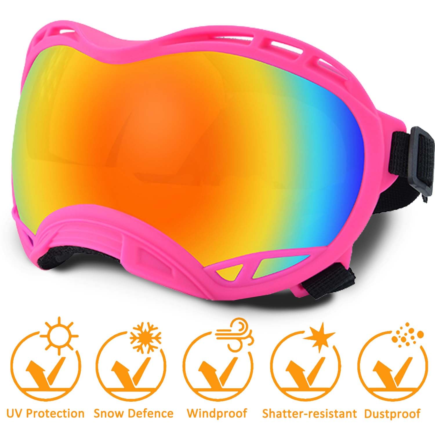 Dog Sunglasses,Doggles Anti-UV Protection,Pet Sunglasses with Adjustable Strap,Suitable for Motorcycle Car Driving Bike Riding Hiking Swimming Wind Dust Fog Dog Eye Protection - Image 2