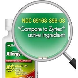 HealthA2Z Allergy Relief | Cetirizine 10mg | All Day Allergy Relief | Indoor & Outdoor | Relief from Itchy Throat, Sneezing, Runny Noses (250 Count (Pack of 1))