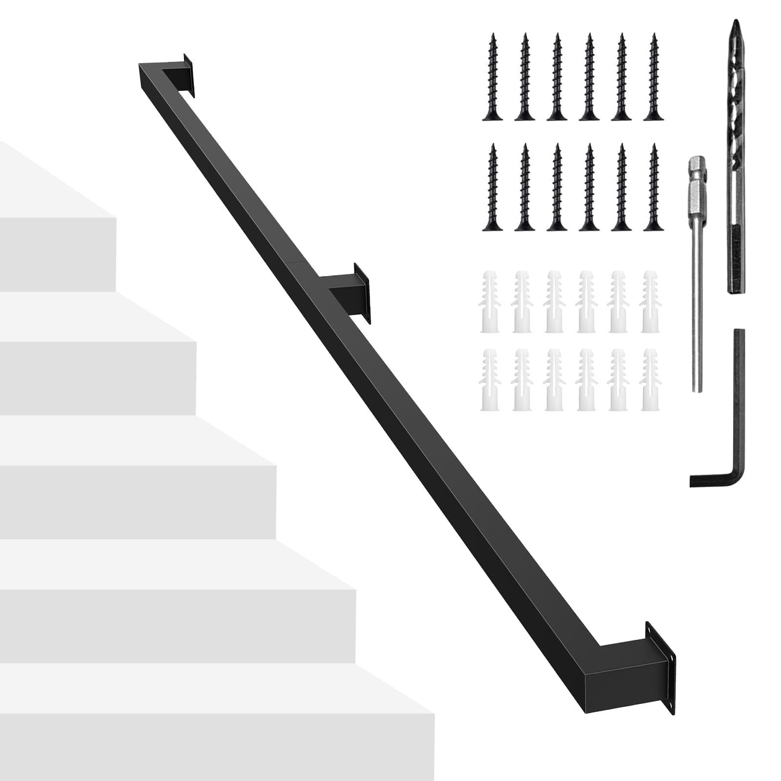 Main courante d'intérieur noire pour sécuriser votre escalier