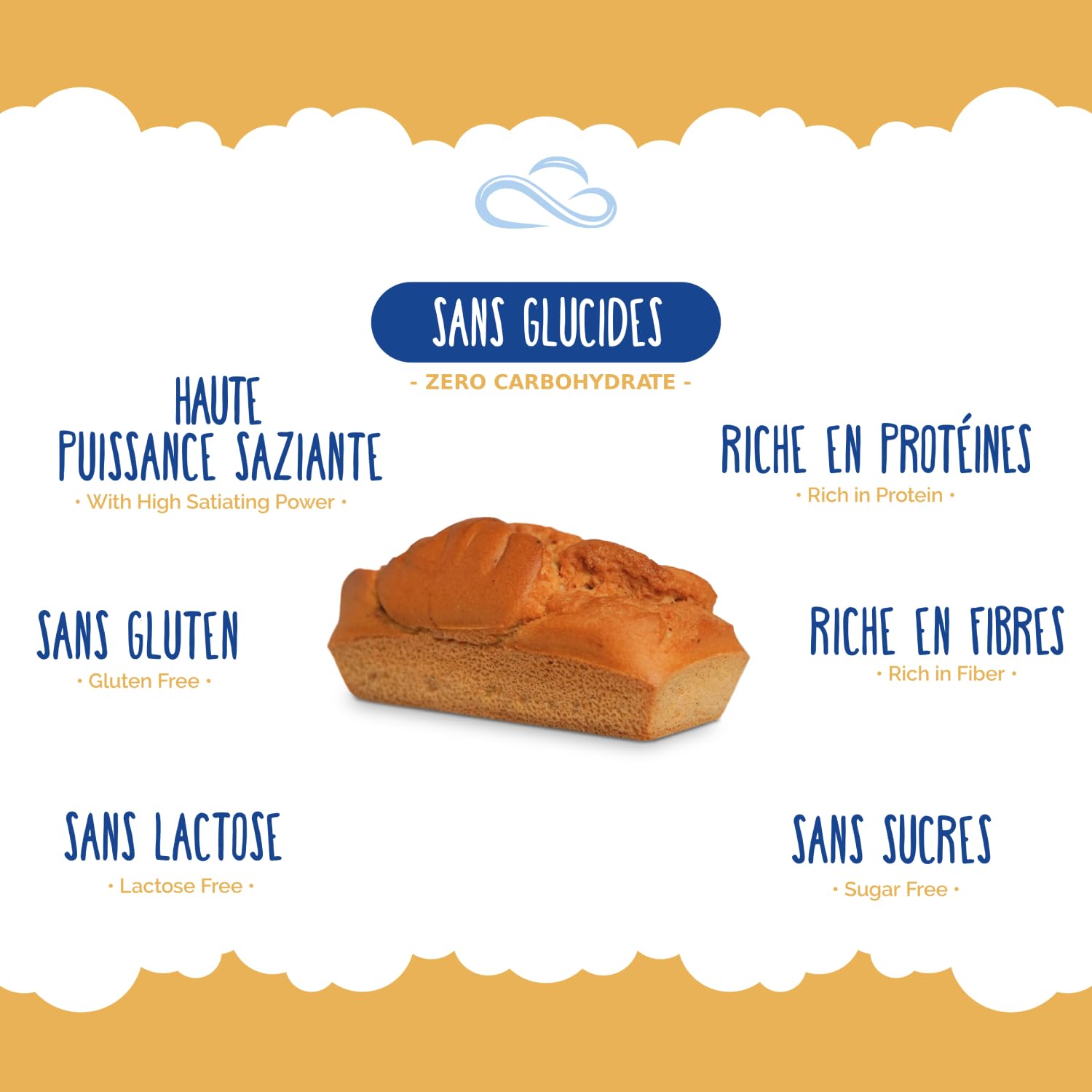 Nuvola Zero - Plumcake Zero Au Caramel Sans Glucides, Collations Sans Lactose, Sans Sucre, Sans Gluten, Riche en Fibres, Paquet de 12 Pièces, Fabriqué en Italie