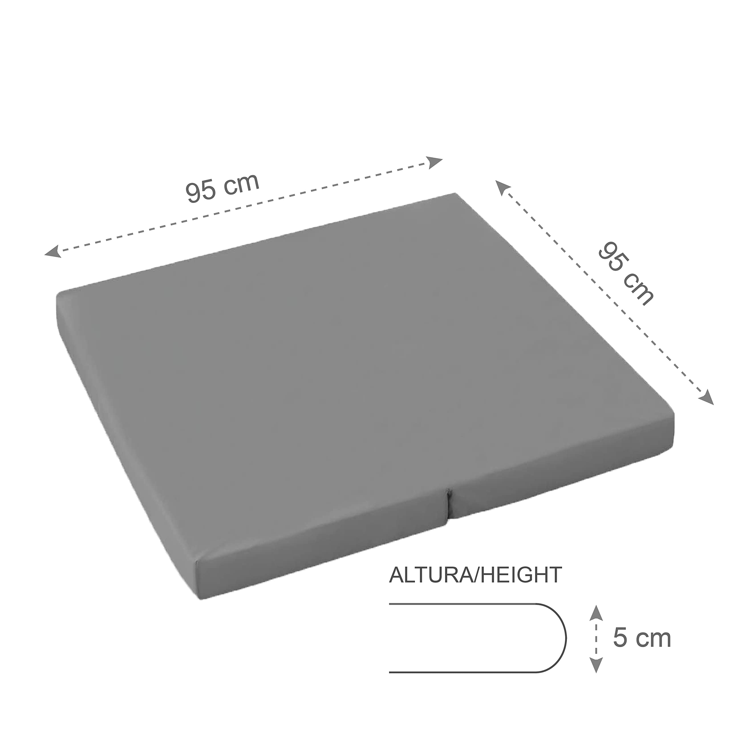 PEKITAS Matelas pour Parc 95x95, épaisseur 5 cm, housse lavable, noyau en mousse ferme, gris, compatible avec Hauk Sleep N Play SQ Lionello
