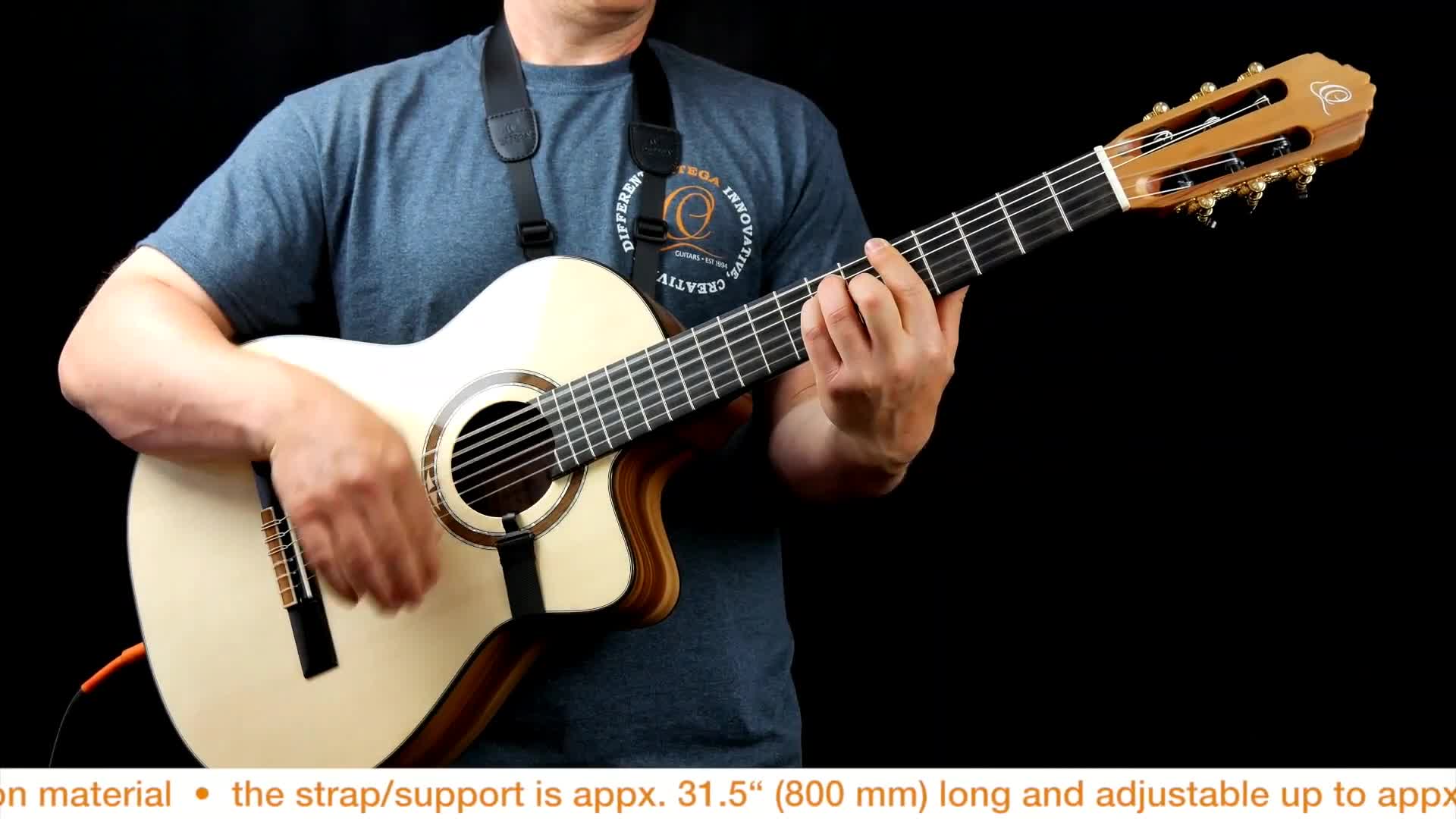 Ortega Soundhole Guitar Strap – Nylon Hook Strap For Acoustic Guitars, Adjustable 80-100cm