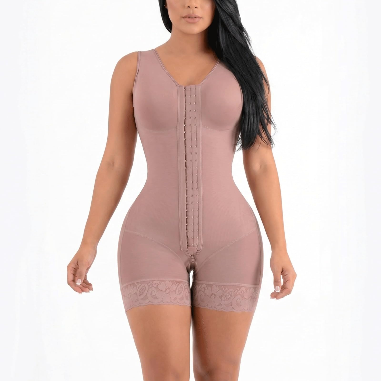 Rieort Lifter Shapewear Body Shaper for Women with Hooks Closure Tummy Control Underwear Enhancer Bodysuit Butt Panties Slimming Girdle(Lila,S)