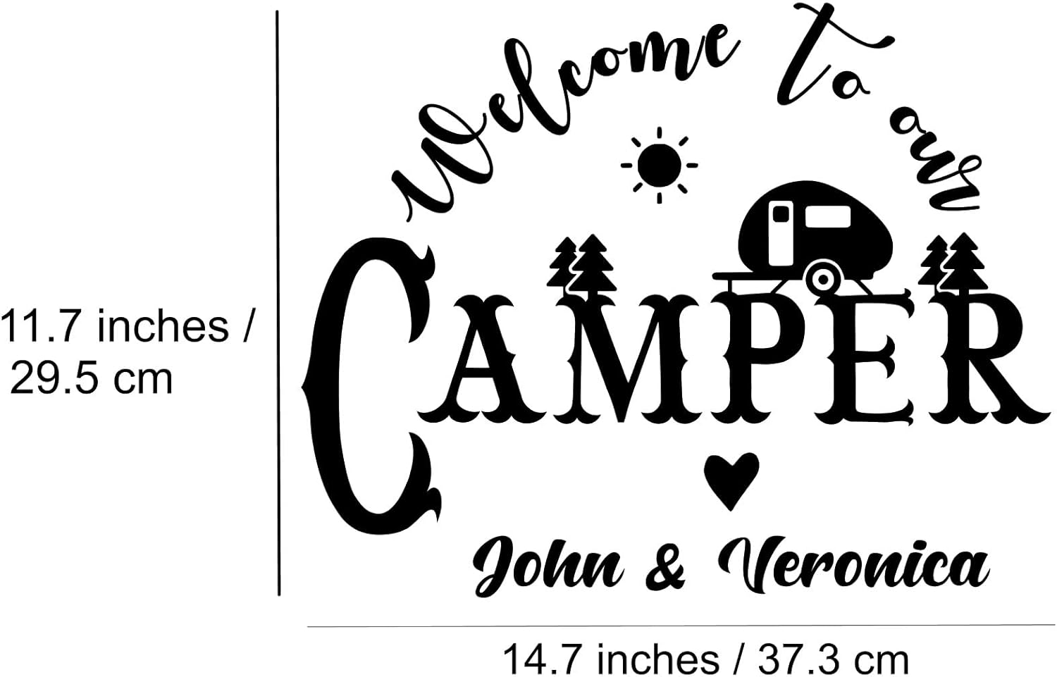 Welcome to Our Camper Personalized Decal RV Custom Permanent Outdoor Vinyl (Black)