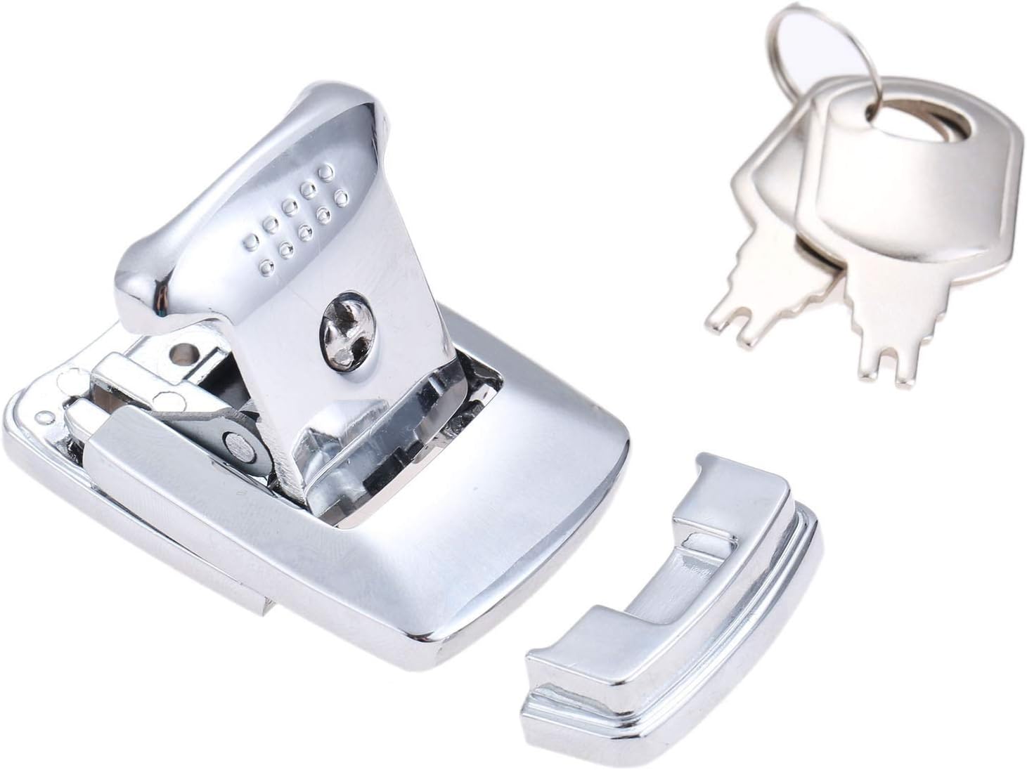 Gate Bolt,Door Bolt Snib, Latch Lock Small 1Pc Safety Cabinet Wooden Box Switch Buckle Lock Double Key Tool Box 46 * 45mm Silver/Black Furniture