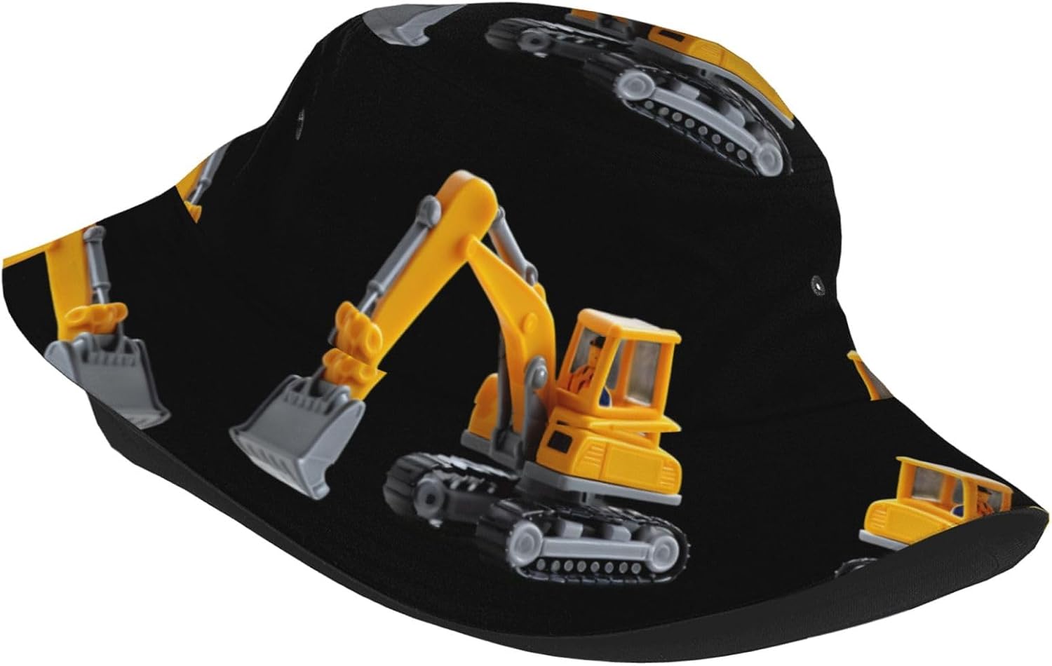 Excavator Toys Prints Summer Outdoor Travel Bucket hat, a Beach Sun hat Suitable for Both Men and Women Black