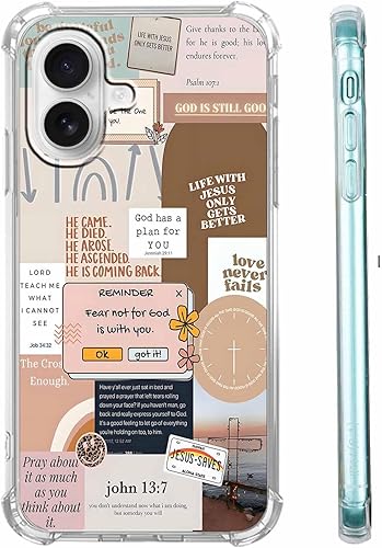 Miniatura 48 de Cubierta de Teléfono con Versículos de la Biblia y Citas Cristianas de Jesús en Collage, Funda Protectora Suave de TPU de Moda para iPhone 16 Pro,