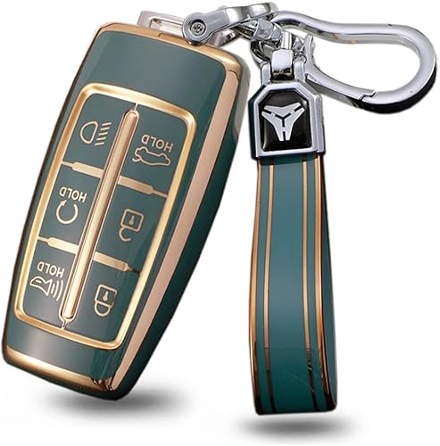 Miniatura 1 de ontto Funda para llavero con control remoto para Hyundai Genesis de 6 botones, carcasa antiarañazos de 360 pulgadas para llave de TPU gris (tipo A)