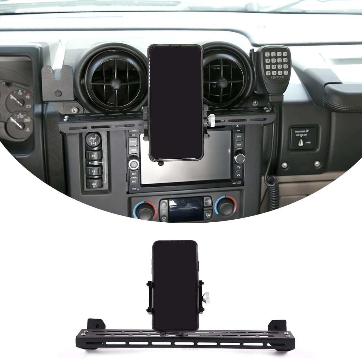 PIUGILH Car Instrument Panel Track Mobile Phone Holder Trim for Hummer H2 2003-2007 Central Control Air Vent Multifunctional Mobile Phone Holder
