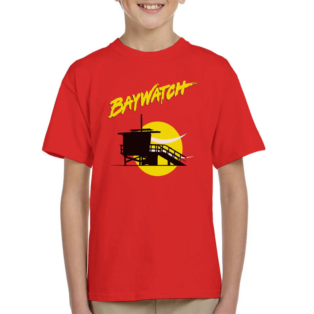 Cloud City 7 Red Baywatch Lifeguard Tower Sunset Kid's T-Shirt