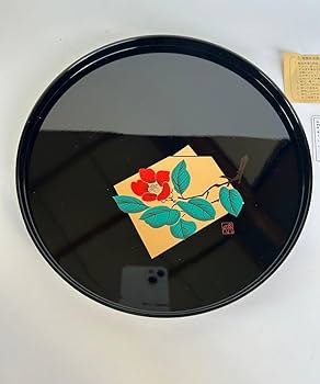 Amazon.co.jp: 東出漆器 山中塗 斉久 丸盆 蒔絵 山茶花 レトロ