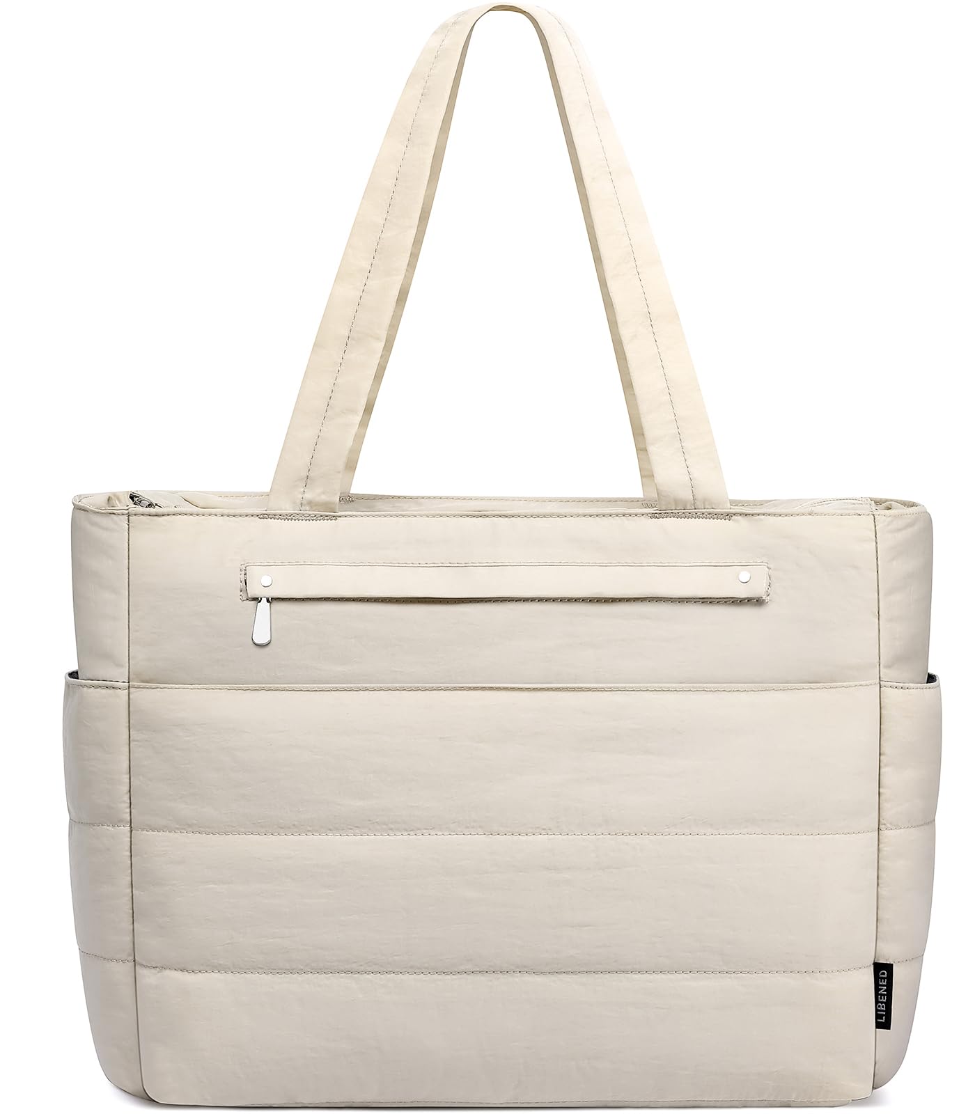 Tote Bag for Women Lightweight Quilted Puffy Shoulder Bag with Storage for Work Travel Gym Fits 15 6