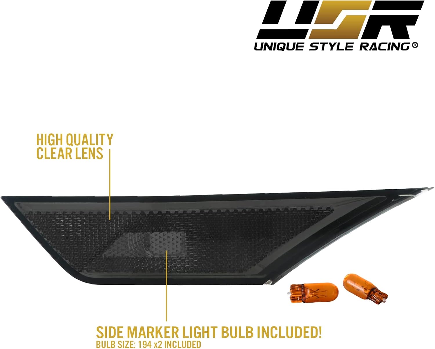 Creative Product REVi MotorWerks DEPO Smoke Lens Front Bumper Side Marker Light Set + Amber Bulbs Included Compatible with 2016-2021 10th Gen Honda Civic 2D/4D/5D