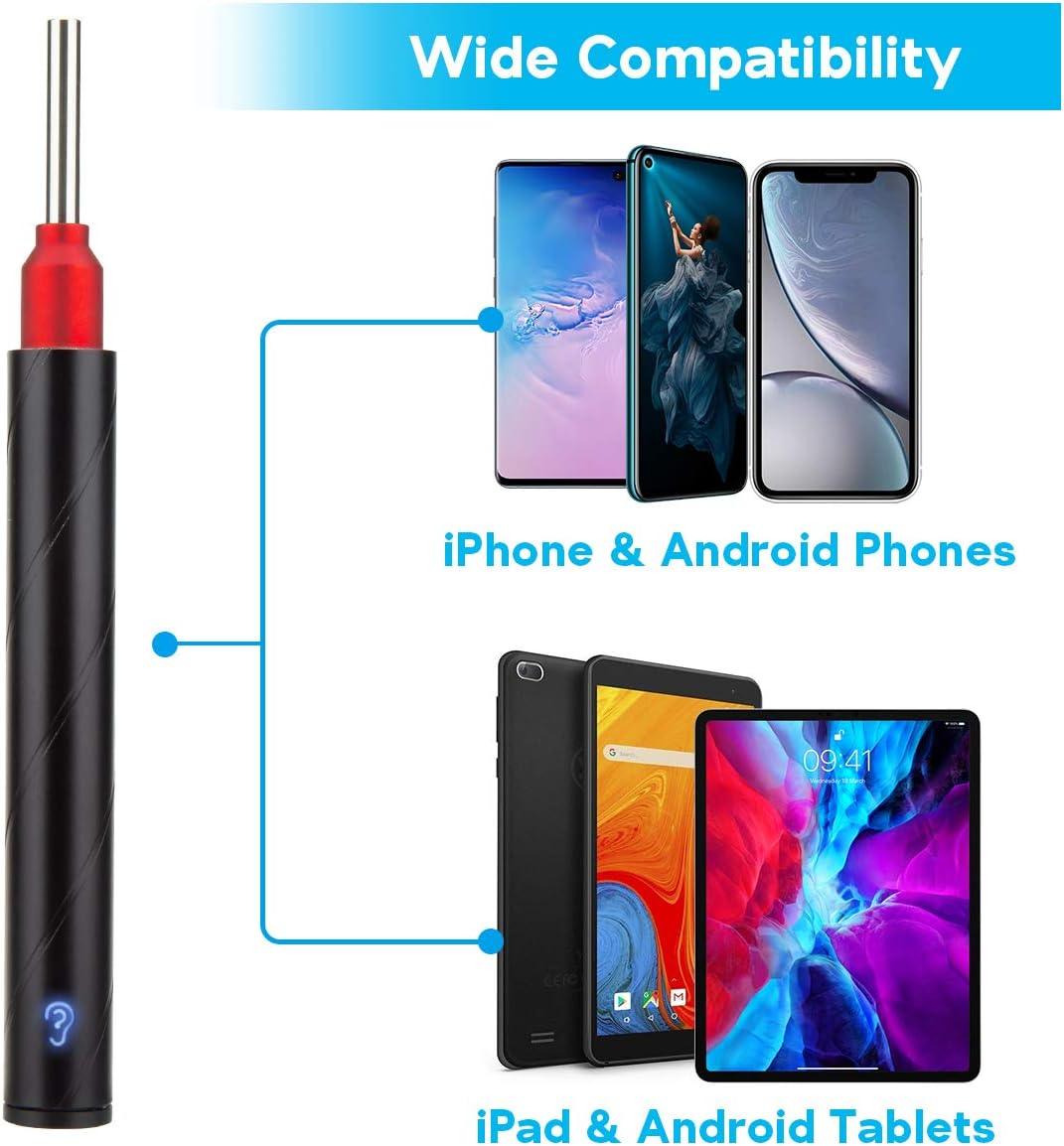 JOYGIFT Ear Wax Remover,Wireless Otoscope Earwax Removal Tool 1080P HD WiFi Ear Endoscope with LED Light,3.5mm Visual Ear Scope Camera Safe Ear Pick Ear Cleaning Endocsope Kit for Adults Kids & Pets : Health & Household