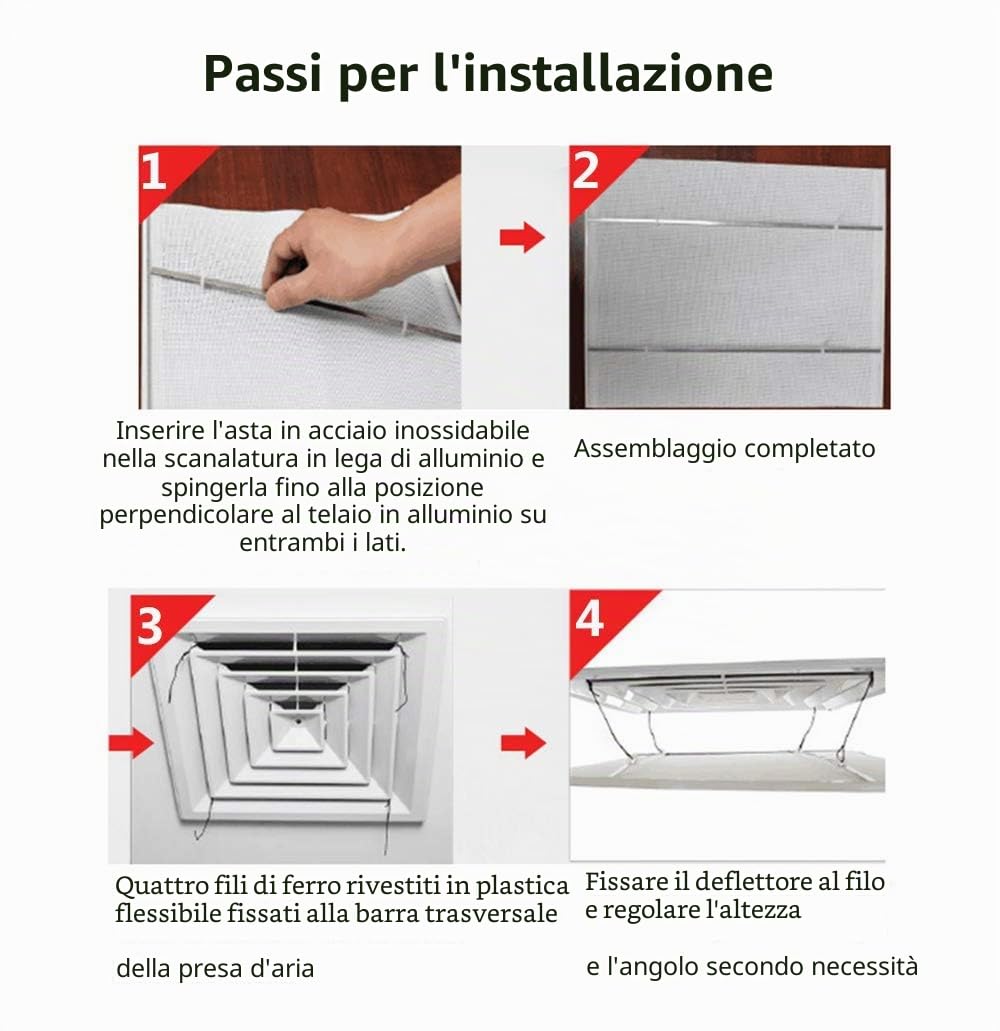 Deflettore del Condizionatore d'aria per Soffitto Centrale Aria Condizionata Impedire all'aria di Soffiare Direttamente Verso Le persone,Inclinazione Regolabile Oxford Materiale (60)