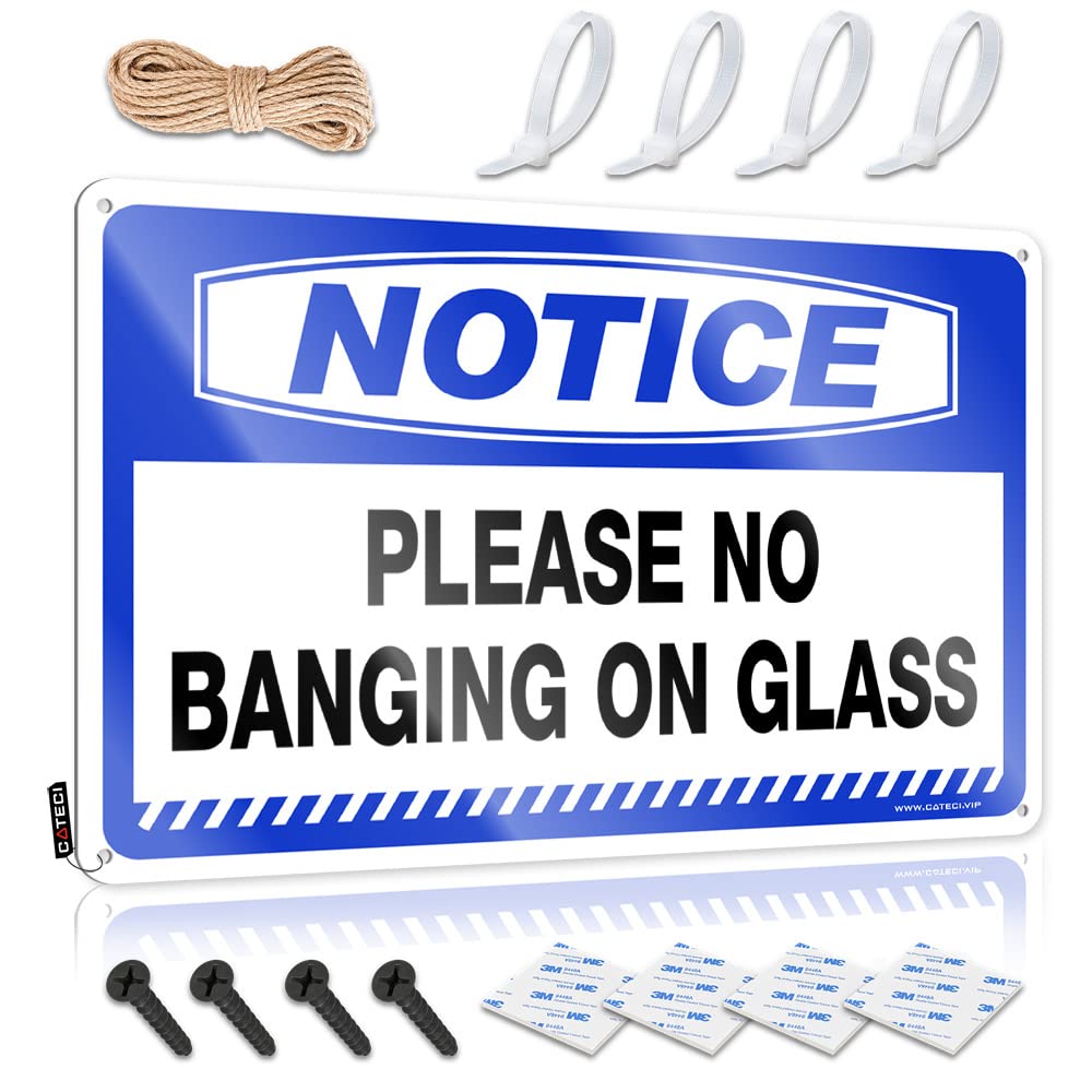 Home Tin Sign Notice Please No Banging On Glass Tin Sign Man Cave Signs For Men Decor For Man Cave(30X40CM)