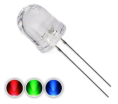 Steko (Pack of 50 Pieces) (10mm) RGB Auto Flash Multicolor Changing Transparent Bright LED, 3V DC 2 Pin Light Emitting Diode, Multipurpose, For Science Projects DIY Hobby Kit