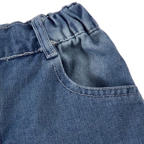 Tween Girls Wide Leg Jeans - Zipper Fly and Pockets, Elastic Waistband Cute Baggy Denim Pants for Girls Clothing2