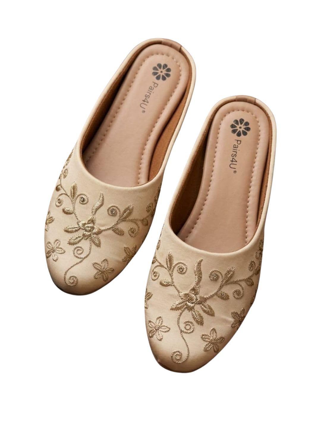 pairs4u Women Embellished Ethnic Mules Canvas Upper with Embroidered Pattern-picture-46