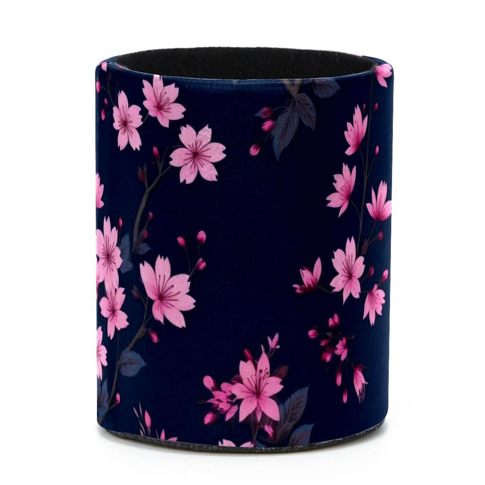 VAPOKF Round Pencil Holders for Desk, Art Cherry Blossom Pen Holders Pen Pot Makeup Brushes Storage Desktop Stationery Supplies Organiser for Home Office