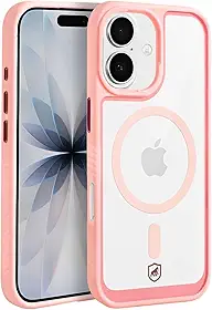 Gshield Capa Case Wave Anti-impacto com Lateral Antiderrapante, Compatível com Magsafe (Transparente/Borda rosa, iPhone 17)