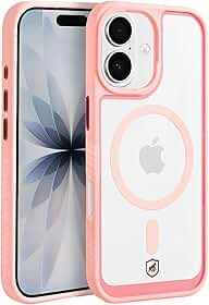 Gshield Capa Case Wave Anti-impacto com Lateral Antiderrapante, Compatível com Magsafe (Transparente/Borda rosa, iPhone 17)