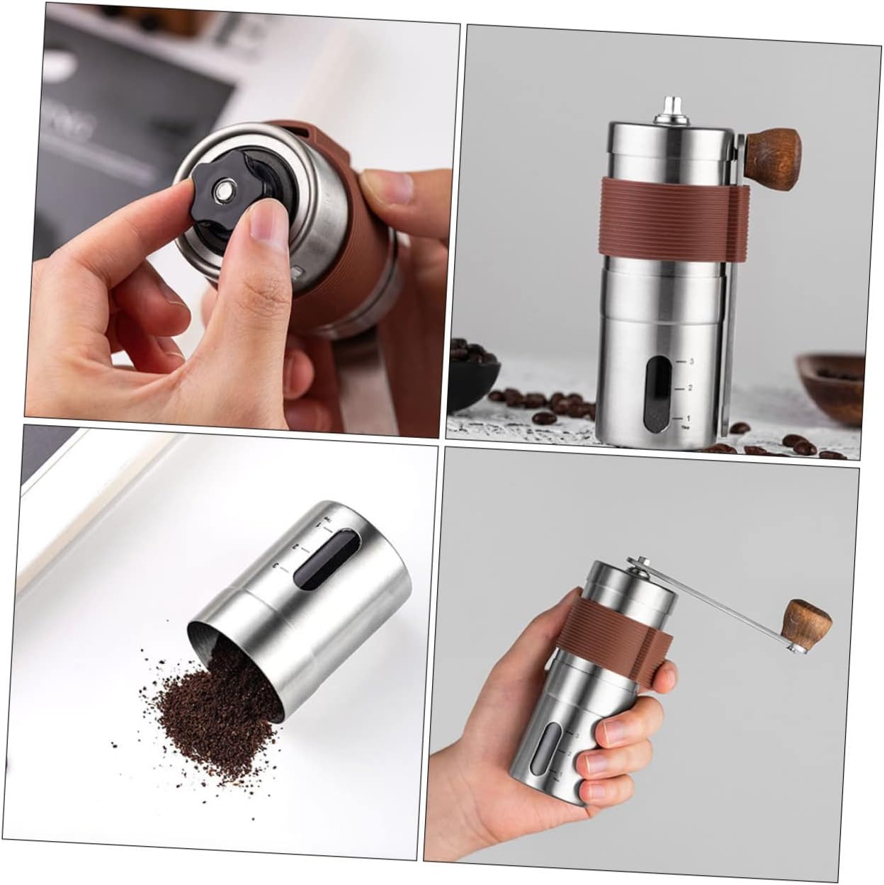 Portable Manual Coffee Grinder Stainless Steel Bean Grinder Hand Crank Mill for Home Office Travel Camping Detachable Coffee Maker 4.92 X 1.77 X 1.77 in
