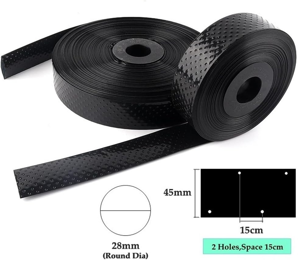 20-50M 1" PE Irrigation Tape (28mm) - Multi-Hole 2/3/5 Outlet Drip Tubing for Greenhouse/Farm, Heavy-Duty Leakproof Watering System(2 Holes Space 10cm,50m)