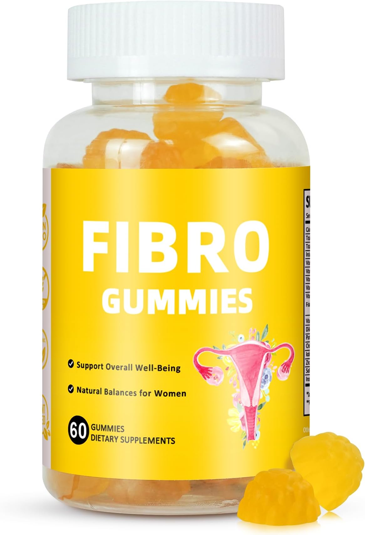 Aromlife Fibro Inositol Gummies, Natural Fibro Gummies with Folate & Vitamins B6 & B12, 60 Count Orange Flavor Womb Gummy for Daily Overall Balance