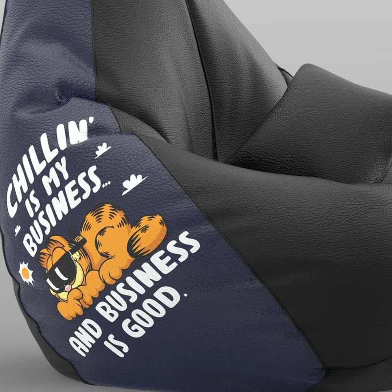 Image of Biggie Bean Bag with Beans Filled 6XL Bean Bag with Free Cushion Footrest - Official : PrintZen Combo (Matching Color : Printed, Chillin is My Business-Black)