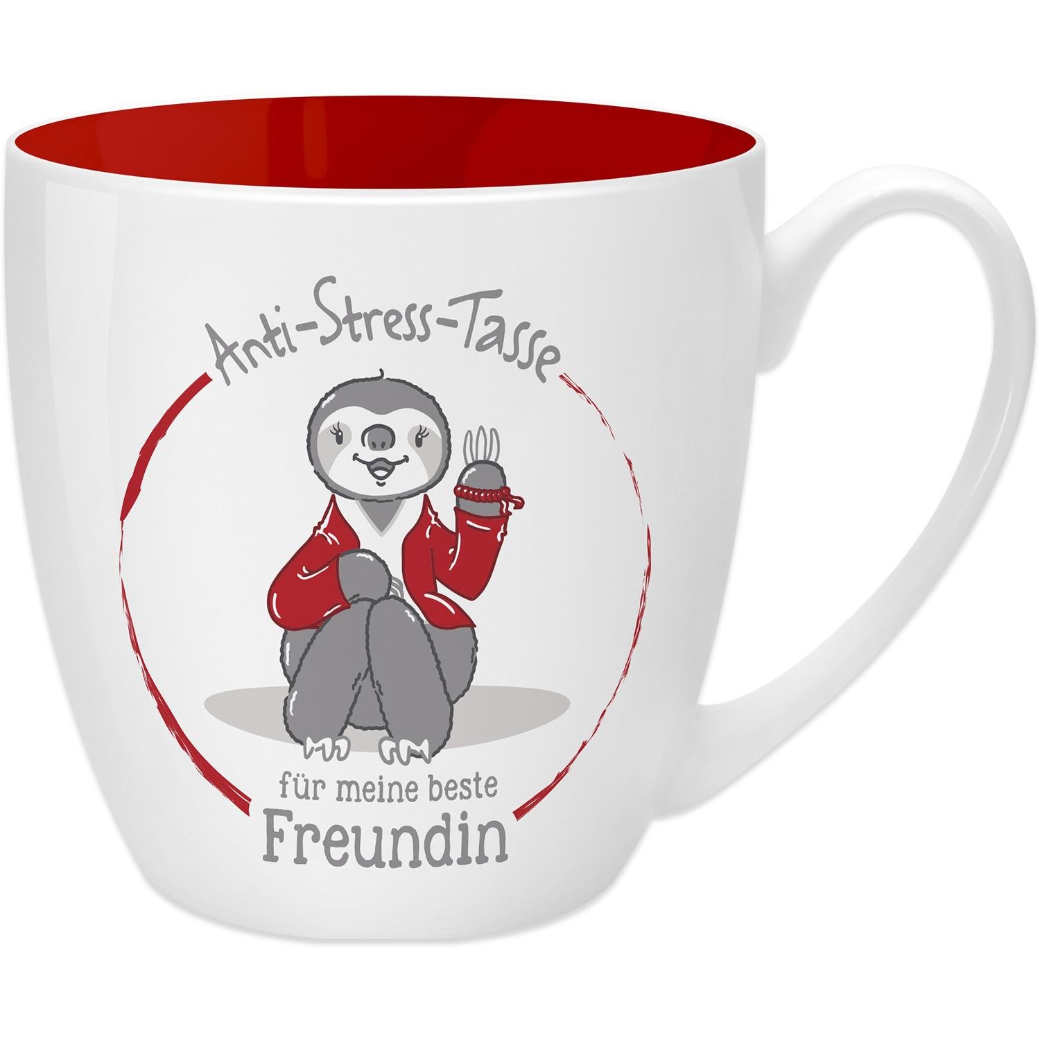 GRUSS & CO Anti-Stress-Tasse Motiv "Freundin" | Tasse mit Spruch, 45 cl, New Bone China | Geschenk für Sie | 45509