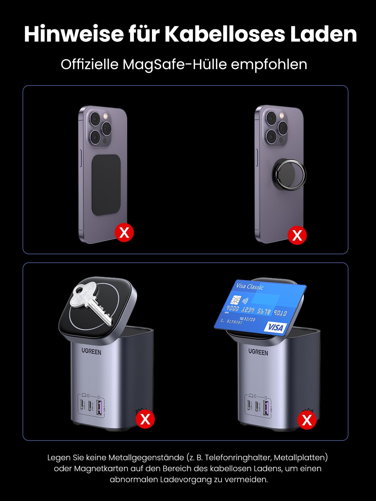 UGREEN Nexode 100W USB C Ladegerät, mit Qi2 15W Magnetisches Ladepad | GaN Netzteil, 4-IN-1 Ladestation, kabelloser Ladeständer für iPhone 12-17 Serien, kompatibel mit MacBook Pro/Air, AirPods