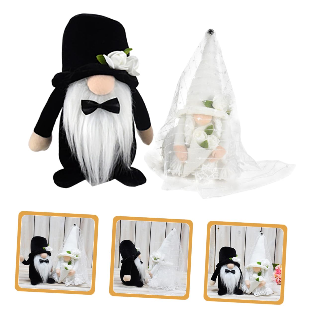jojofuny 2 Stück Hochzeitszwerg Plüsch GNOME in Braut Bräutigam Design Dekorative Tischdeko aus Langlebigem Stoff für Hochzeitsfeier und Wohnambiente