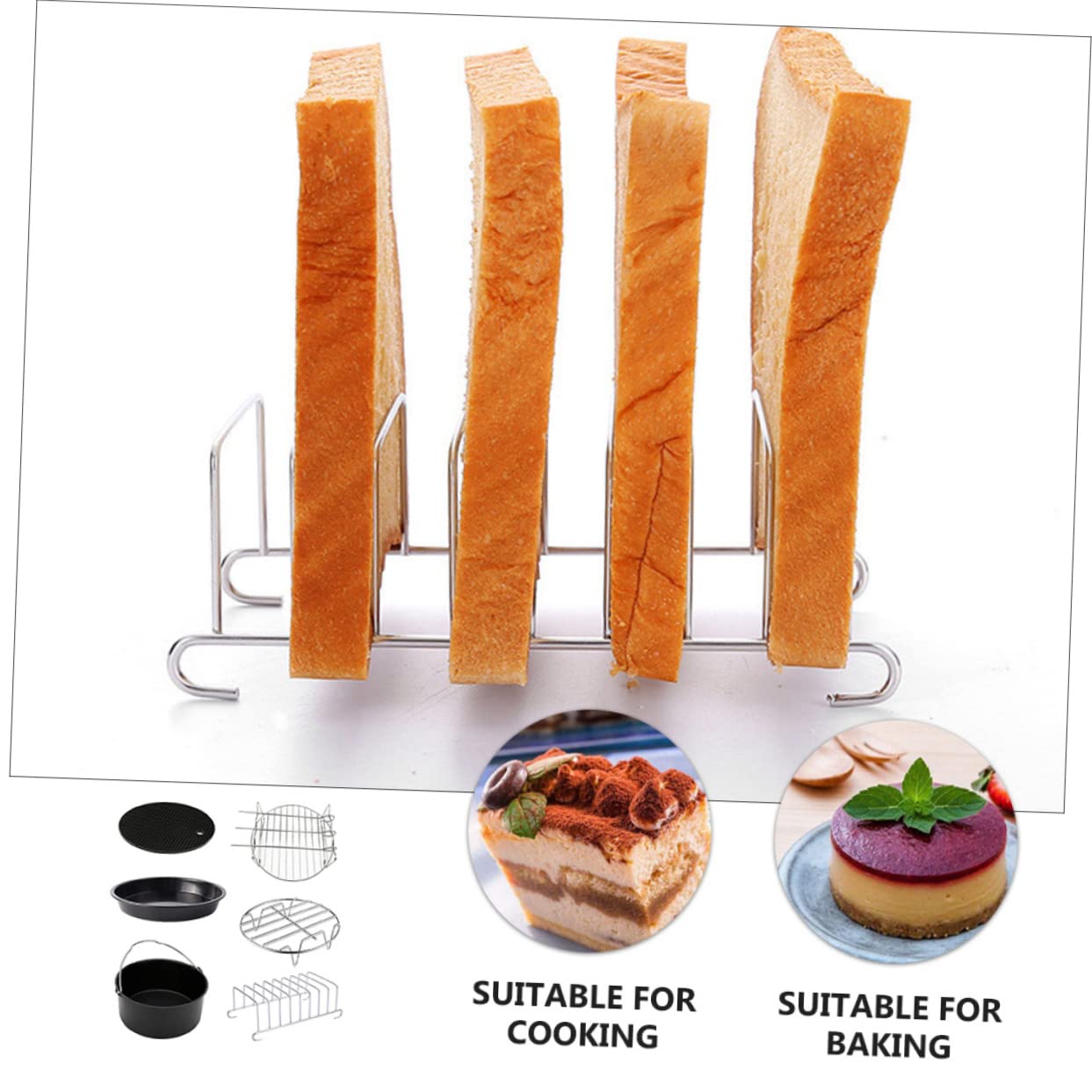 LABRIMP 6 Stück Küchenhelfer aus Edelstahl für Heißluftfritteusen | 6 Zoll Zubehör für Kuchen, Pizza und Topf, Spülmaschinengeeignet, für Vielseitige Gerichte