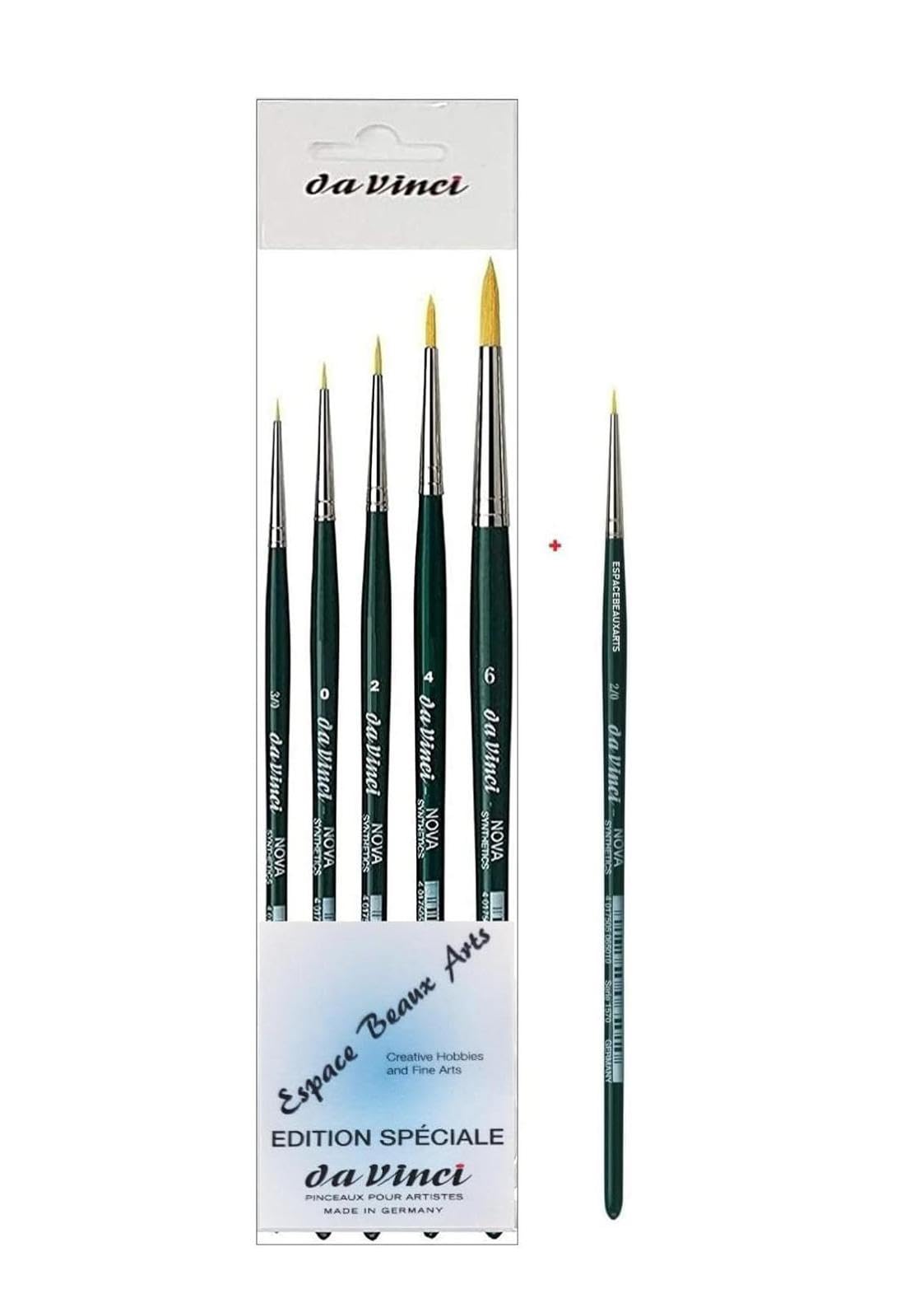 Brosse DaVinci 1570 Nova en fibre synthétique verte pour aquarelle taille 4
