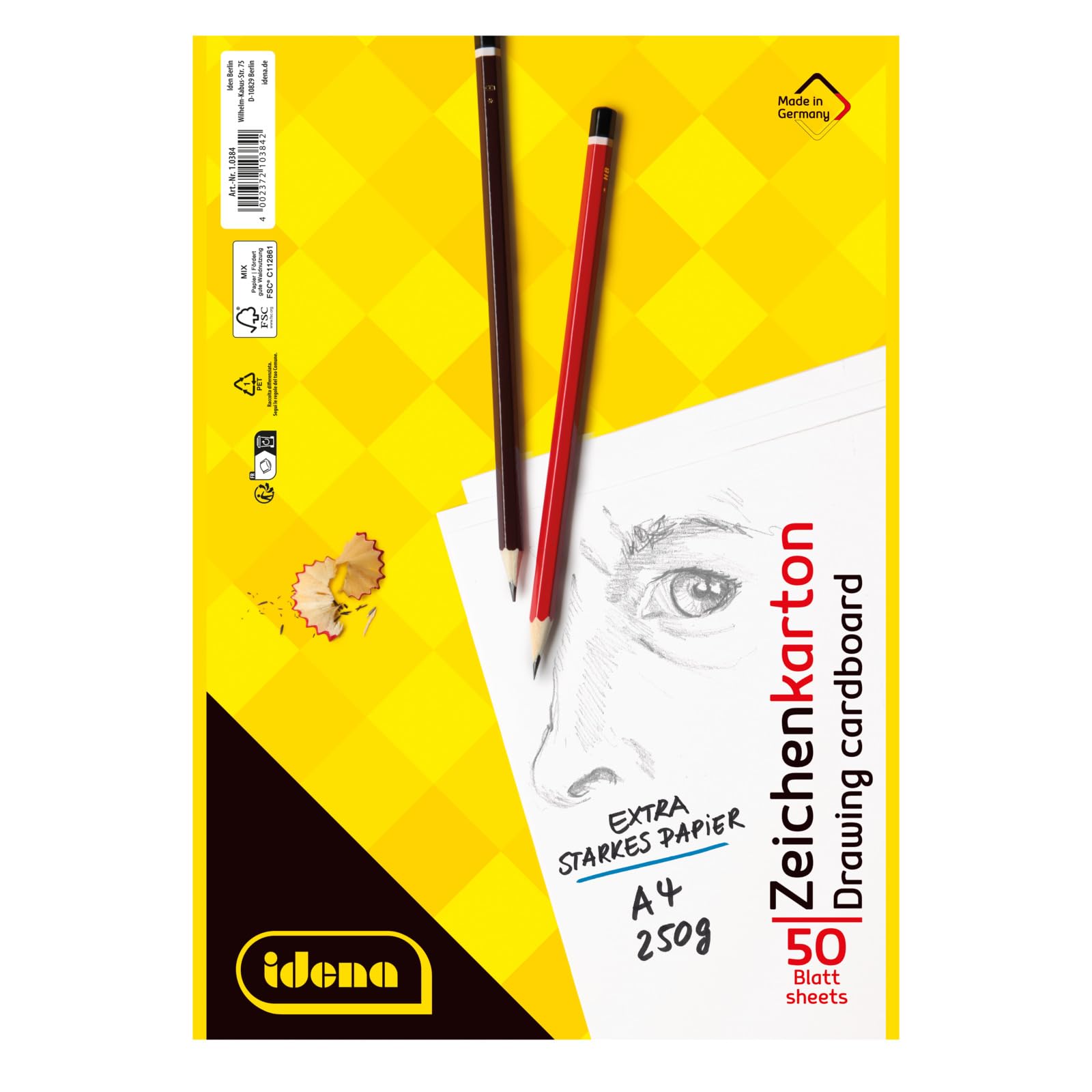 Idena Drawing Card - DIN A4, 250 g/m², FSC Mix, 50 Sheets - 10384