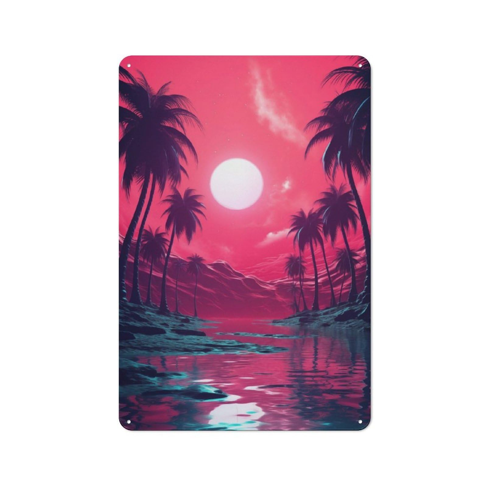 Junmoney Surreal Synthwave Dreams For Lounge Or Reading Corner, Rustic Tin Sign 30X20cm, For An Autumn Update To Lounge And Reading Corner
