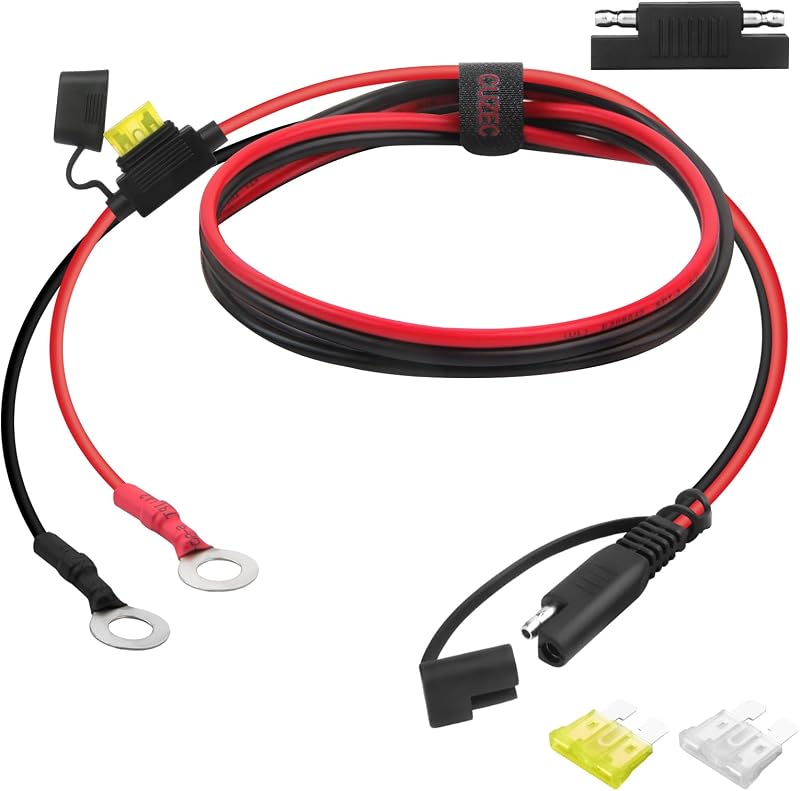 Cabo adaptador com terminal de anel para conector SAE CUZEC 14 AWG, 0,61 m, fusível de 20 A