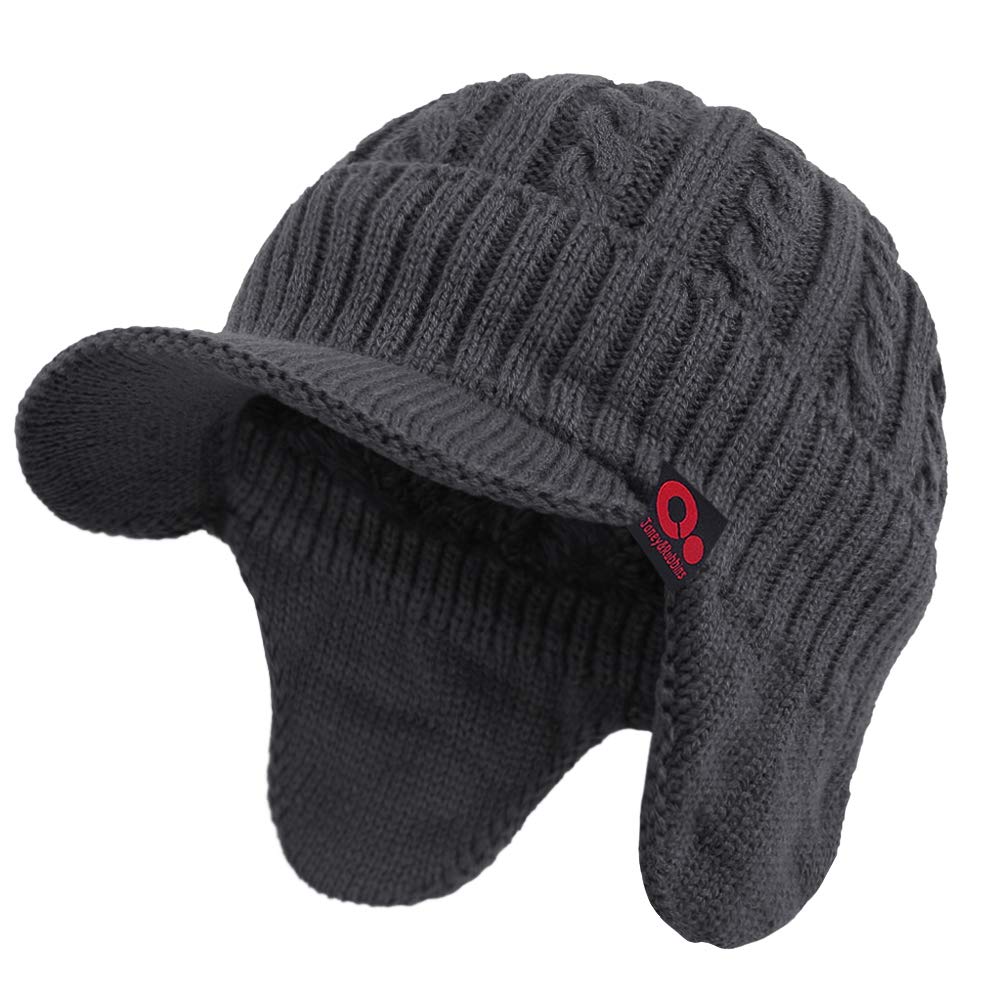 Gorro de invierno con visera y orejeras de punto con ala de punto