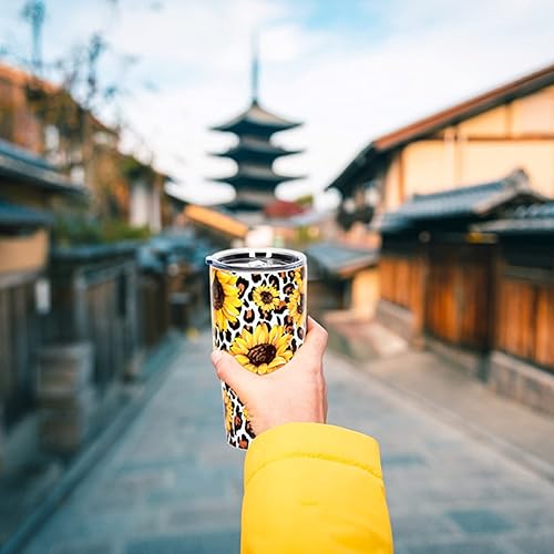 Miniatura 9 de Vaso de 30 onzas con tapa de girasol leoaprd tazas de café de viaje de acero inoxidable vaso de aislamiento para mujeres y hombres (30 onzas,