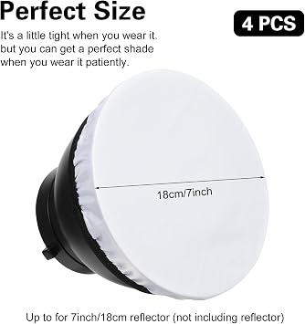 7/18cm Light Diffuser,Soft Diffuser Lamp Cover White Lamp Shade Diffuser,Great for Studio Strobe Reflectors, Video Shooting (4Pcs)