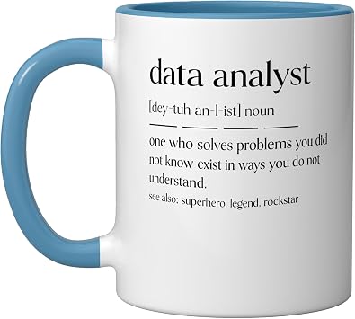 Funny Data Analyst Noun Data Scientist Ceramic Mug, Blue/White, 11oz