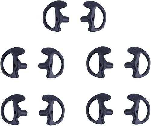 KS K-STORM Molde de oído de radio bidireccional de repuesto de silicona suave para auriculares de tubo de bobina acústica (negro, 5 pares pequeños)