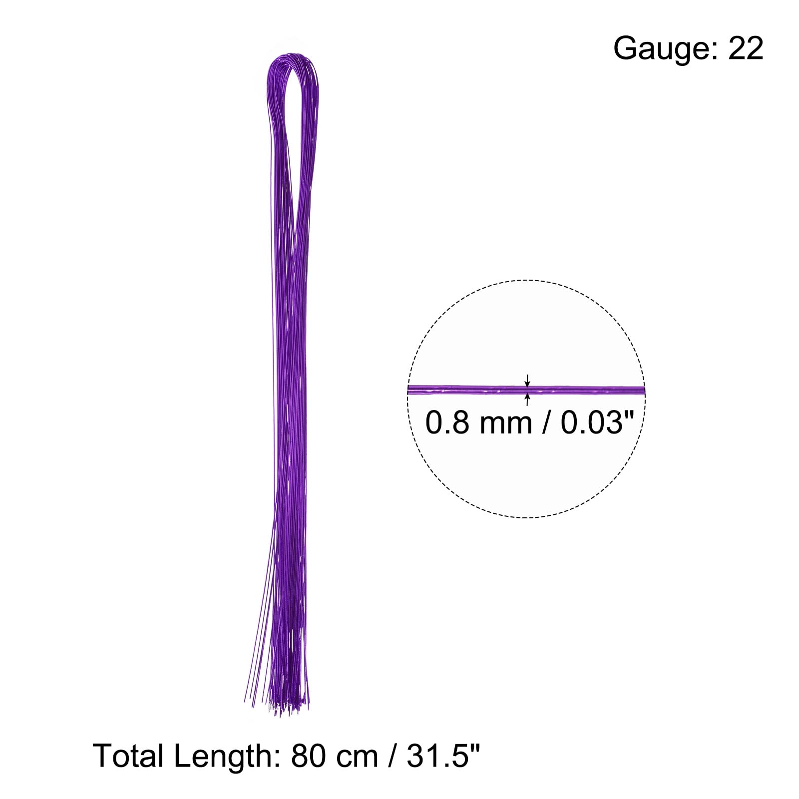 PATIKIL 32 Inch 22 Gauge Floral Stem Wire, 3 Pack/120 Pieces Bouquet Stem Paper Wrapped for DIY Crafts Flower Arrangements, Purple