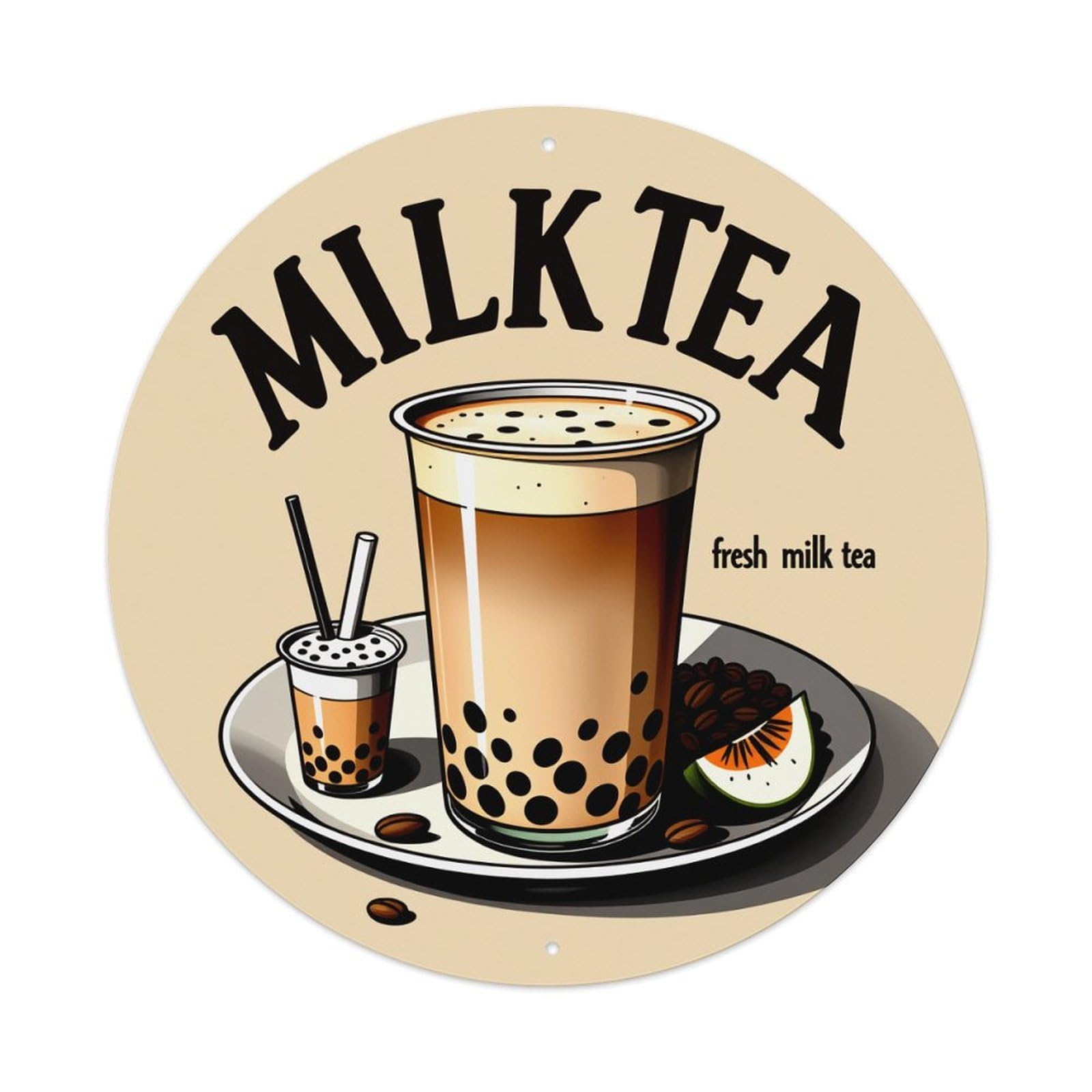 Milk Tea Bubble Fresh Drink Metal Tin Sign Vintage Garden Bedroom Cafe Bar Man Cave Home Wall Decor Metal Poster 8x8 inches
