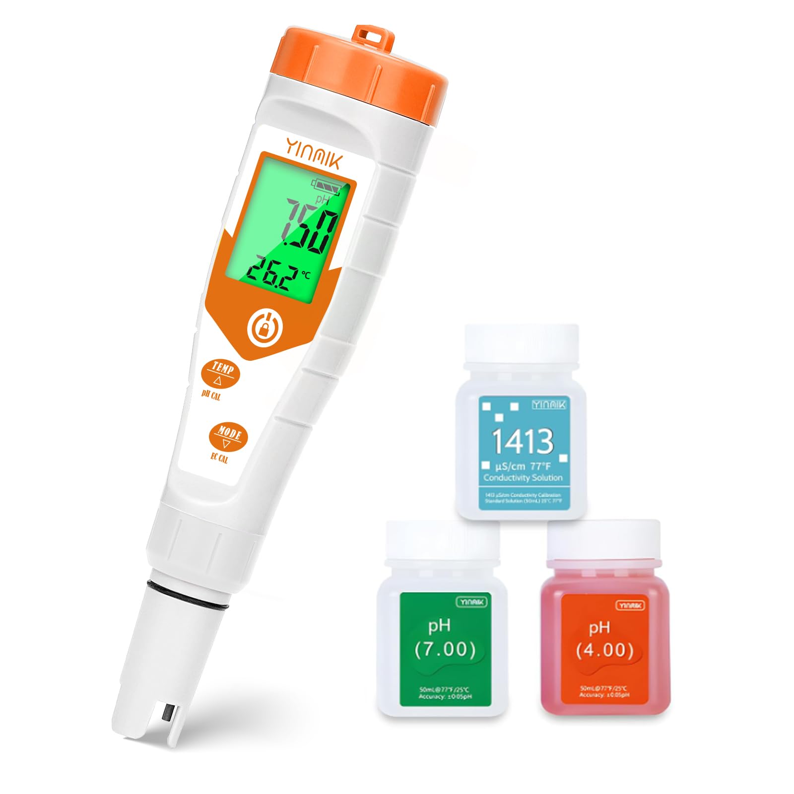 YINMIK pH-Mètre Pour Hydroponique, Mesure du pH, De la Conductivité, du TDS et de la Température de L'eau des Réservoirs et Des Systèmes Aéroponiques DWC (Culture en Intérieur et en Extérieur)