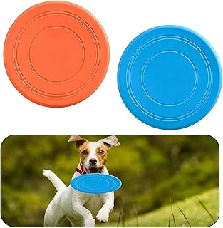 Bansusu Dog Frisbee Toy Set, 2-Pack Non-Toxic Rubber Flying Discs, Durable & Floatable, 7 Inch Dog Frisbee Indestructible for Outdoor Fun, Training, and Exercise (Blue, Orange)