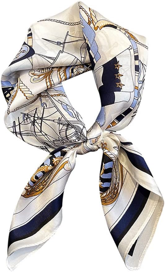 JERLA 100% Pure Mulberry Silk Square Scarf for Hair-27''x27'' Women Men Natural Silk Neckerchief Headscarf