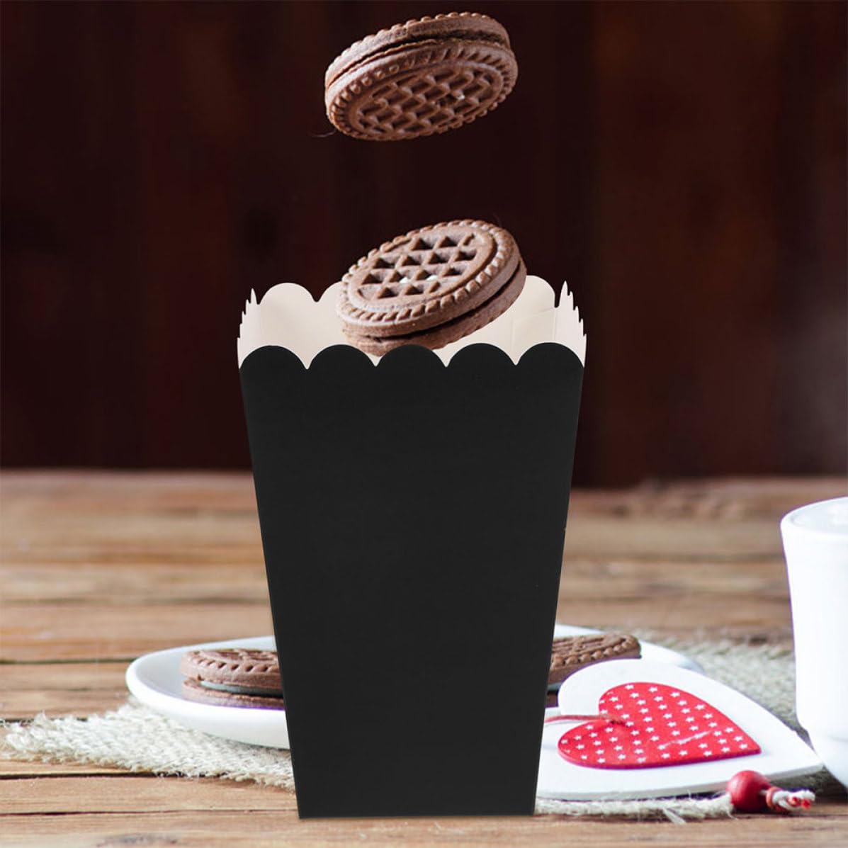 Caja de Palomitas de Maíz de Papel Negra, 100 Unidades