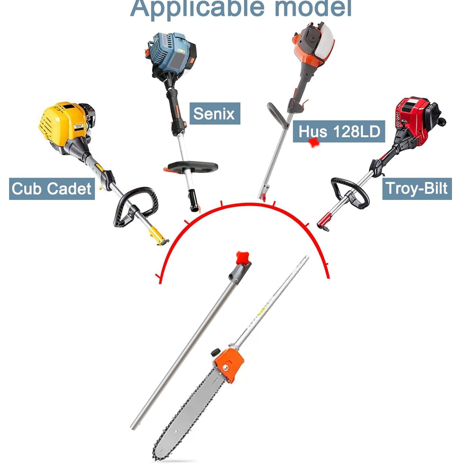 Pieza de repuesto 575260201, accesorio de poste de extensión de 30 pulgadas / eje de transmisión superior para Hus, Worx, Huyndai, Worx Pole Saw Attchemt (plateado)